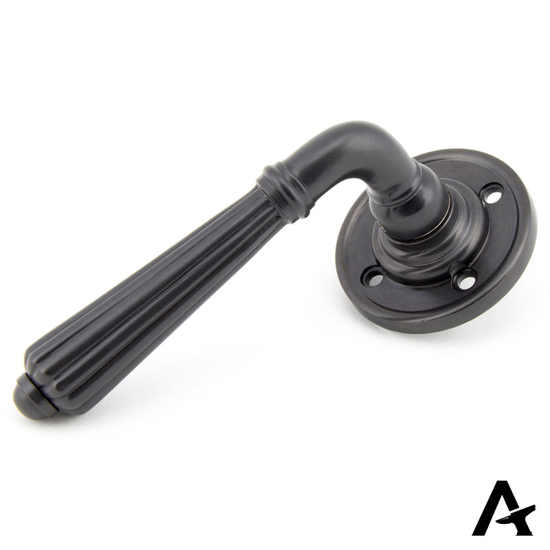 HINTON LEVER HANDLE+ROSE UNSPRUNG 128x60x70 AGBZ - 50084 by MARCHES (ANVIL) ARCHITECTURAL HARDWARE