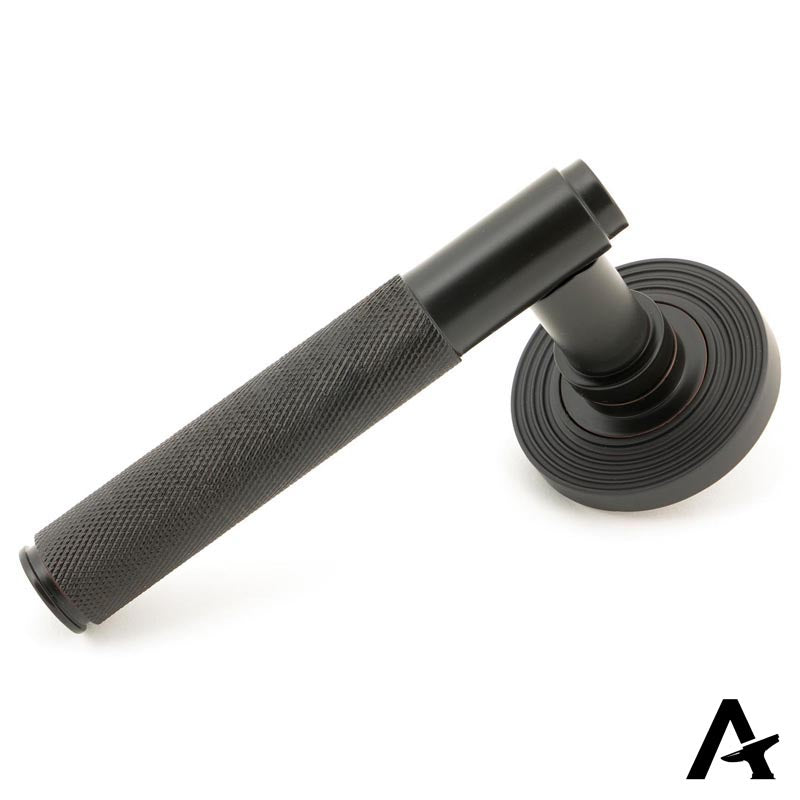 BROMPTON LEVER HANDLE+ROSE UNSPRUNG BEEHIVE 125x53x70 AGBZ - 50101 by MARCHES (ANVIL) ARCHITECTURAL HARDWARE