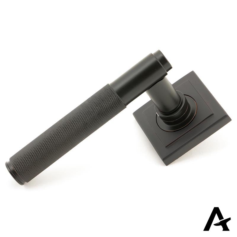 BROMPTON LEVER HANDLE+ROSE UNSPRUNG SQUARE 125x53x70 AGBZ - 50102 by MARCHES (ANVIL) ARCHITECTURAL HARDWARE