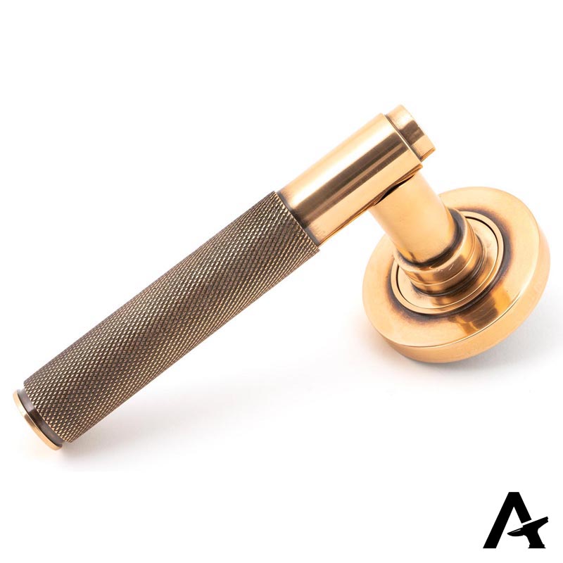 BROMPTON LEVER HANDLE+ROSE UNSPRUNG PLAIN 125x53x70 PBZ - 50103 by MARCHES (ANVIL) ARCHITECTURAL HARDWARE