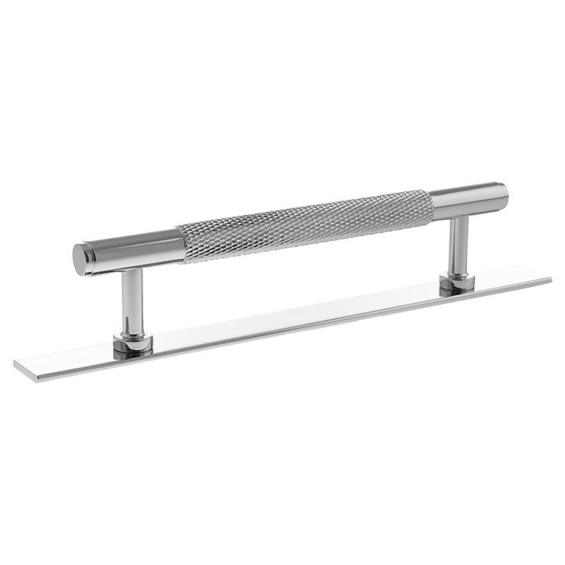 MILLHOUSE EIFFEL KNURLED CABINET T-BAR PULL+BACKPLATE 128HC BRS/PCP