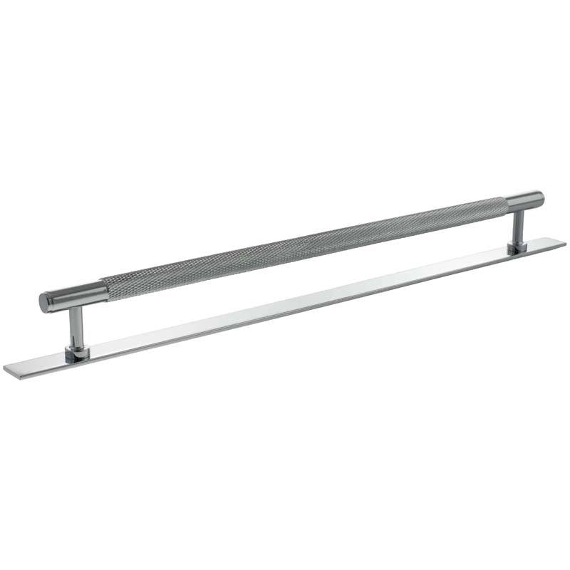 MILLHOUSE EIFFEL KNURLED CABINET T-BAR PULL+BACKPLATE 320HC BRS/PCP
