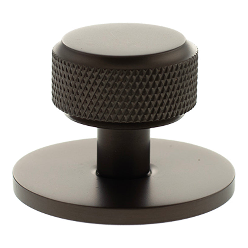 MILLHOUSE EIFFEL KNURLED CABINET KNOB+BACKPLATE ROUND D32x32 BRS/DBZ by CHASE ATLANTIC