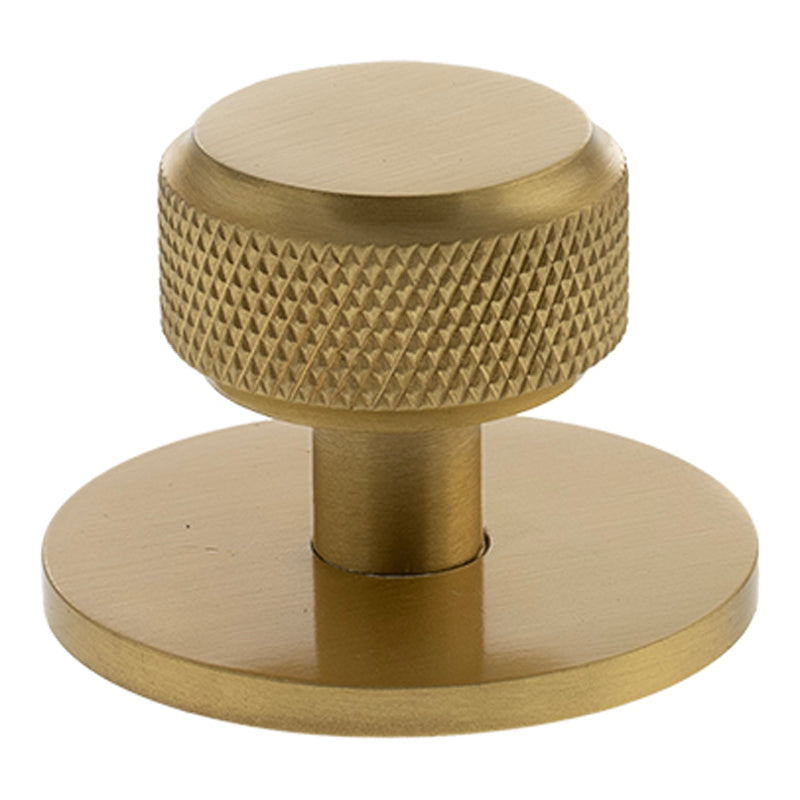 MILLHOUSE EIFFEL KNURLED CABINET KNOB+BACKPLATE ROUND D32x32 BRS/SBR by CHASE ATLANTIC