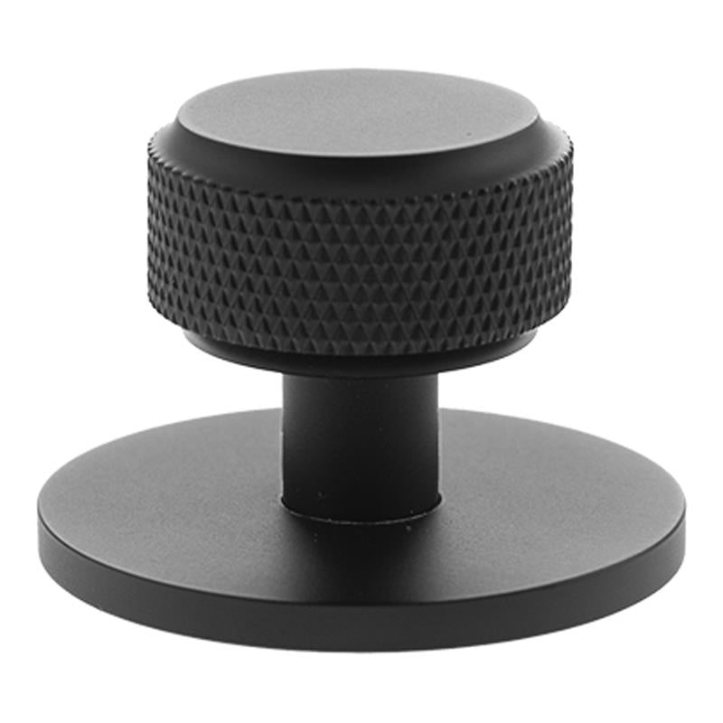 MILLHOUSE EIFFEL KNURLED CABINET KNOB+BACKPLATE ROUND D32x32 BRS/MBK