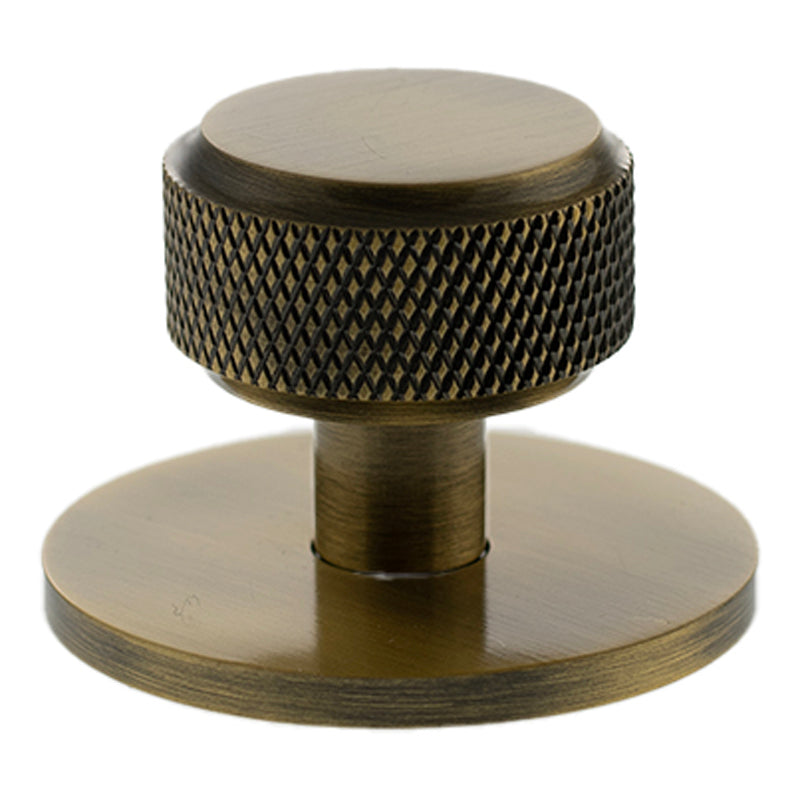MILLHOUSE EIFFEL KNURLED CABINET KNOB+BACKPLATE ROUND D32x32 BRS/ABR