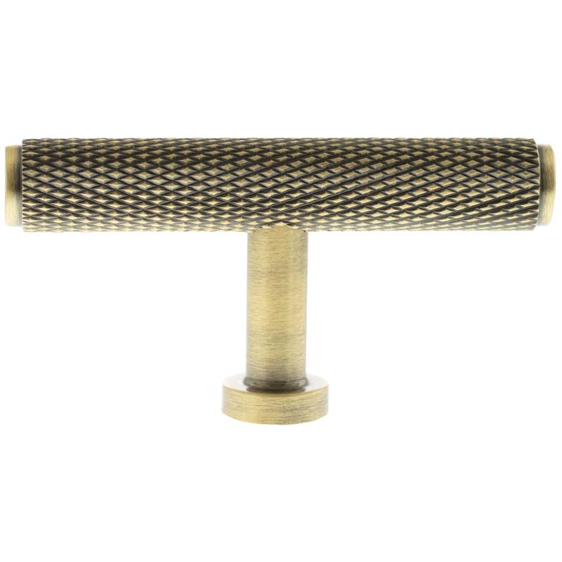 MILLHOUSE EIFFEL KNURLED CABINET T-BAR KNOB 75x13x38 BRS/ABR