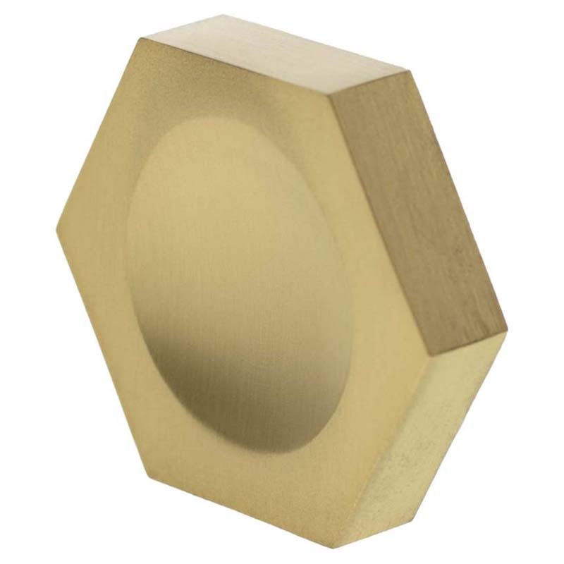 MILLHOUSE PENNINGTON HEXAGONAL CABINET KNOB FINGER PULL 44x38x9 BRS/SBR