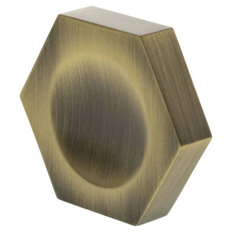 MILLHOUSE PENNINGTON HEXAGONAL CABINET KNOB FINGER PULL 44x38x9 BRS/ABR
