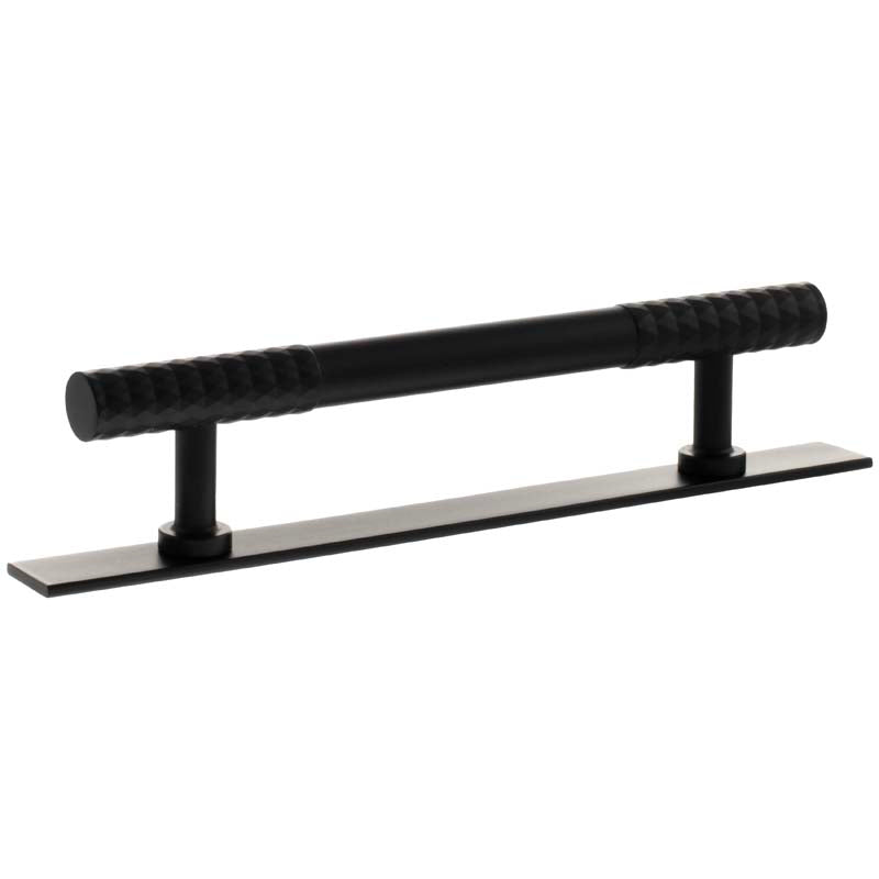 MILLHOUSE CHRYSLER DIAMOND CABINET T-BAR PULL+BACKPLATE 128HC BRS/MBK by CHASE ATLANTIC