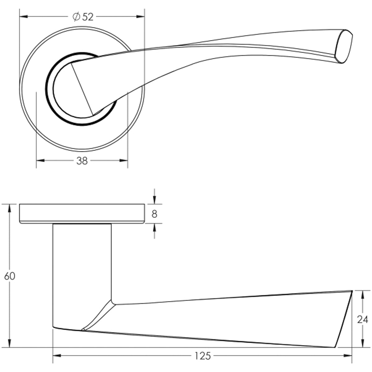 VECTA LEVER HANDLE D52x125x60 304SSS JSS501