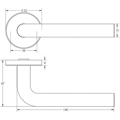 RADIUM LEVER HANDLE+ROSE D52x140x67 201SSS JSS304