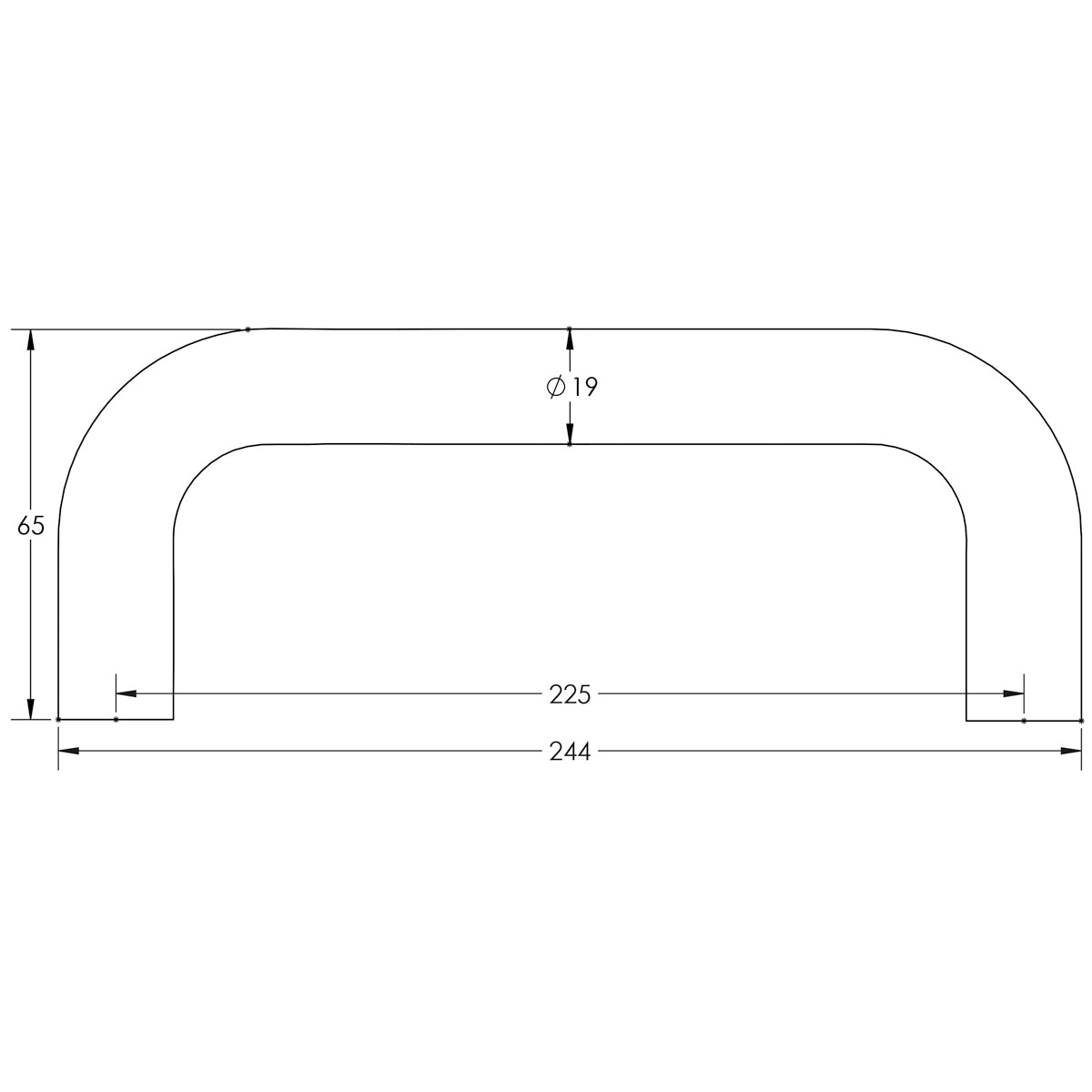 D PULL HANDLE BOLT 225HC D19x244x65 SSS