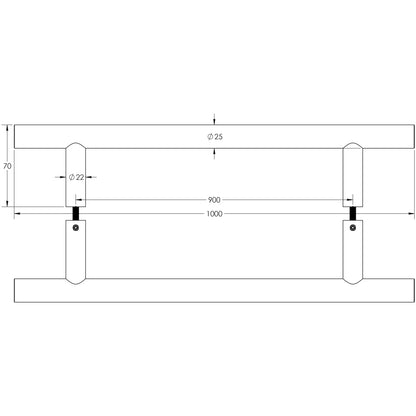 GUARDSMAN PULL HANDLE B2B 900HC D25x1000x70 SSS