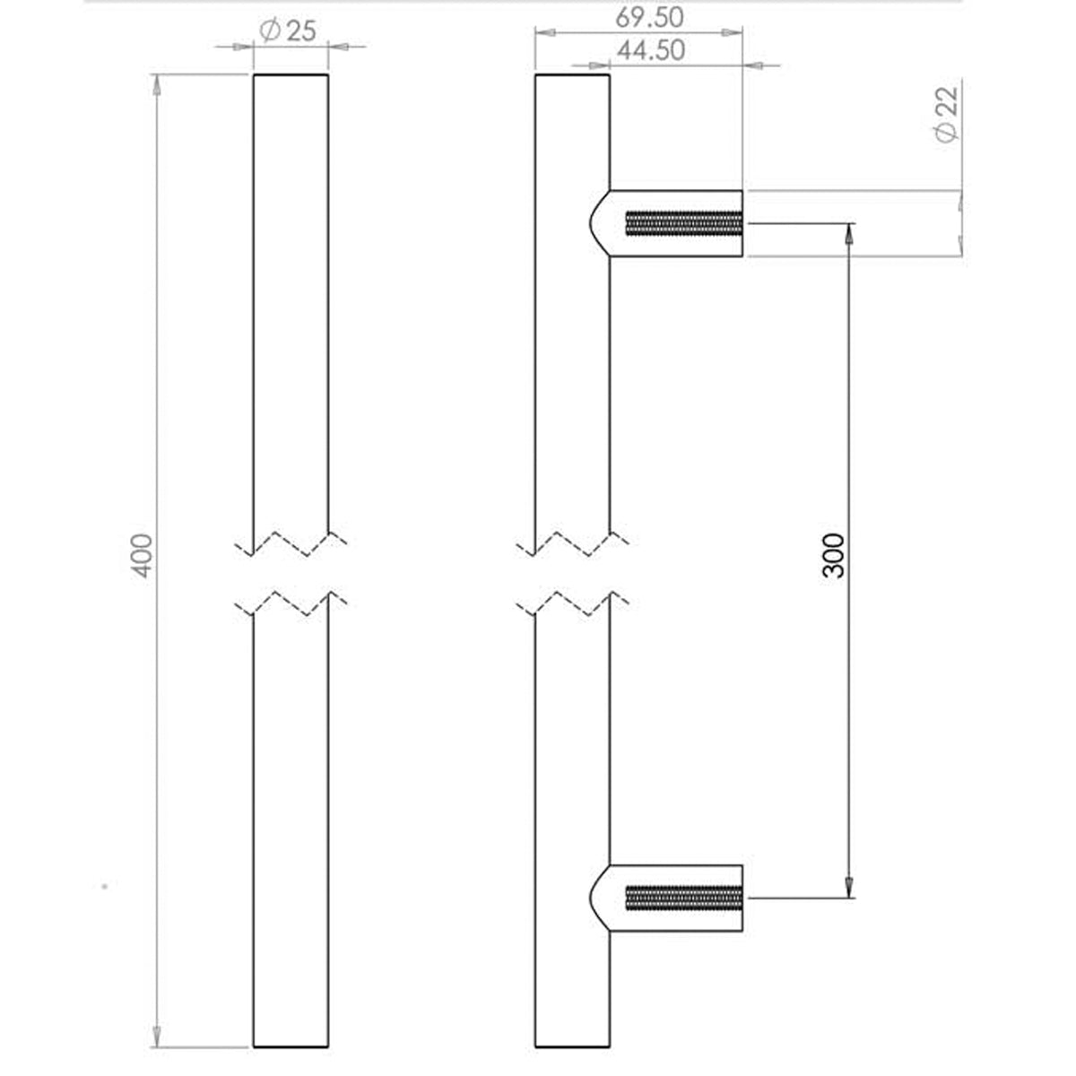 GUARDSMAN PULL HANDLE BOLT 300HC D25x0400x70 PSS