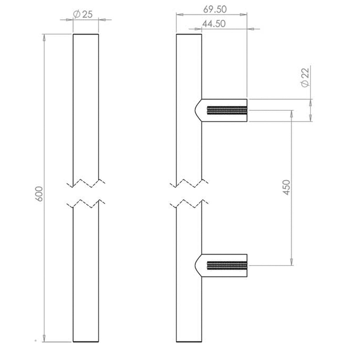 GUARDSMAN PULL HANDLE BOLT 450HC D25x0600x70 PSS