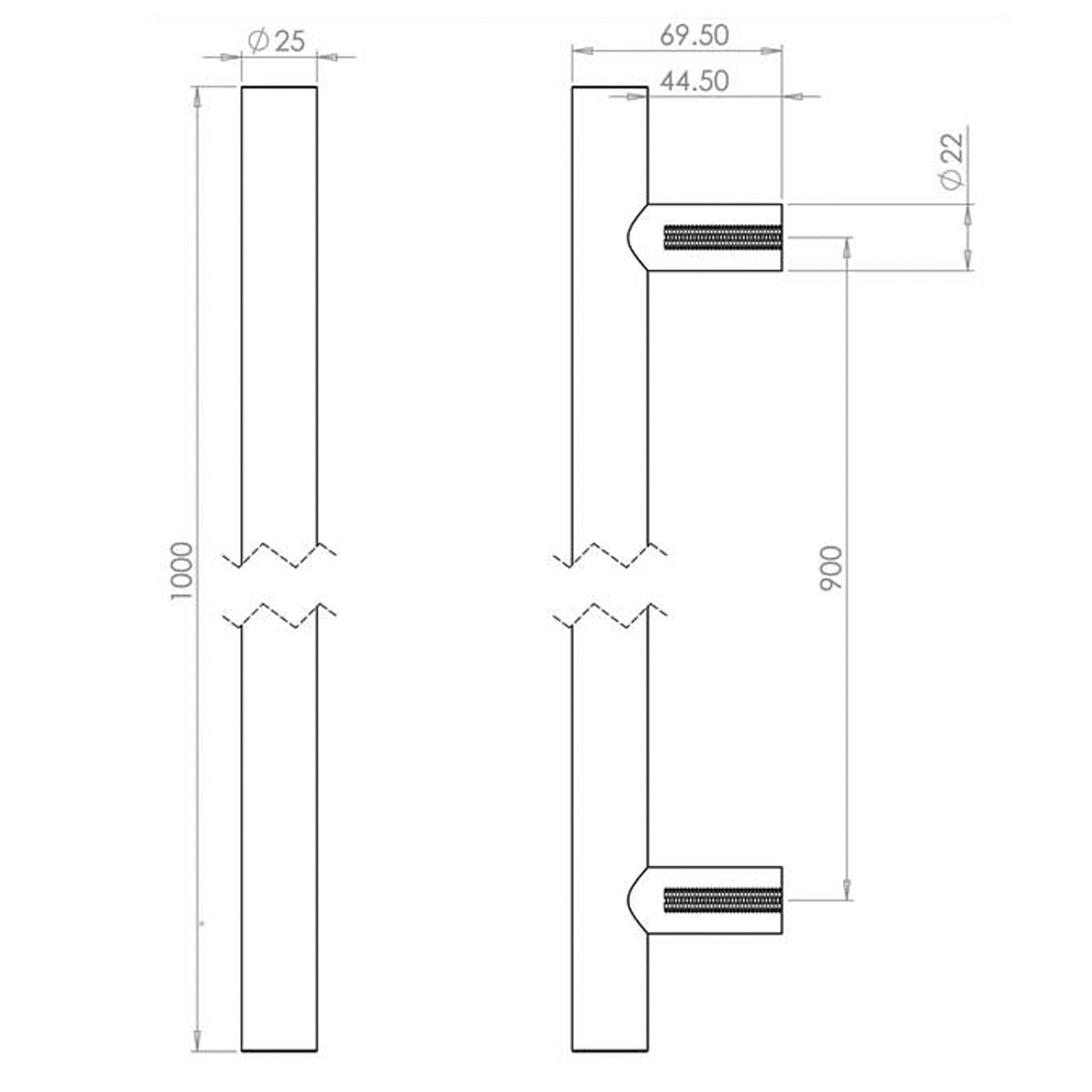 GUARDSMAN PULL HANDLE BOLT 900HC D25x1000x70 PSS