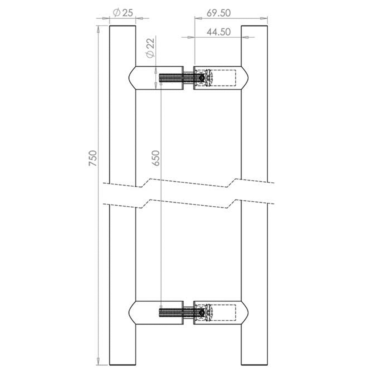 GUARDSMAN PULL HANDLE BTB 650HC D25x0750x70 PSS