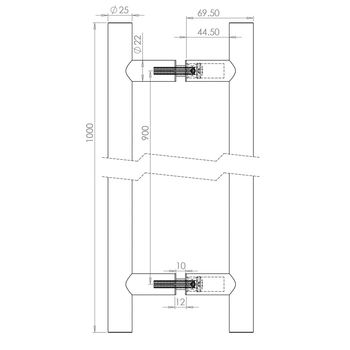 GUARDSMAN PULL HANDLE BTB 900HC D25x1000x70 PSS