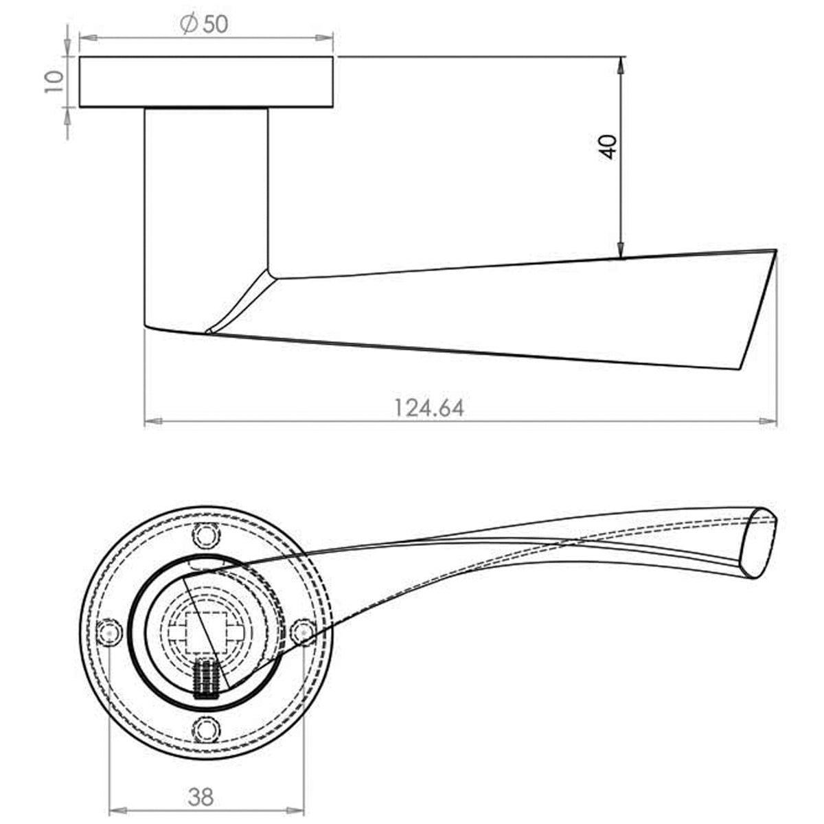 TWIRL LEVER HANDLE D50x125x59 PCP/SCP JV504PCSC
