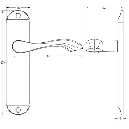 JEDO BROADWAY SUITE LEVER HANDLE LATCH 174x40x118 SCP JV921SC