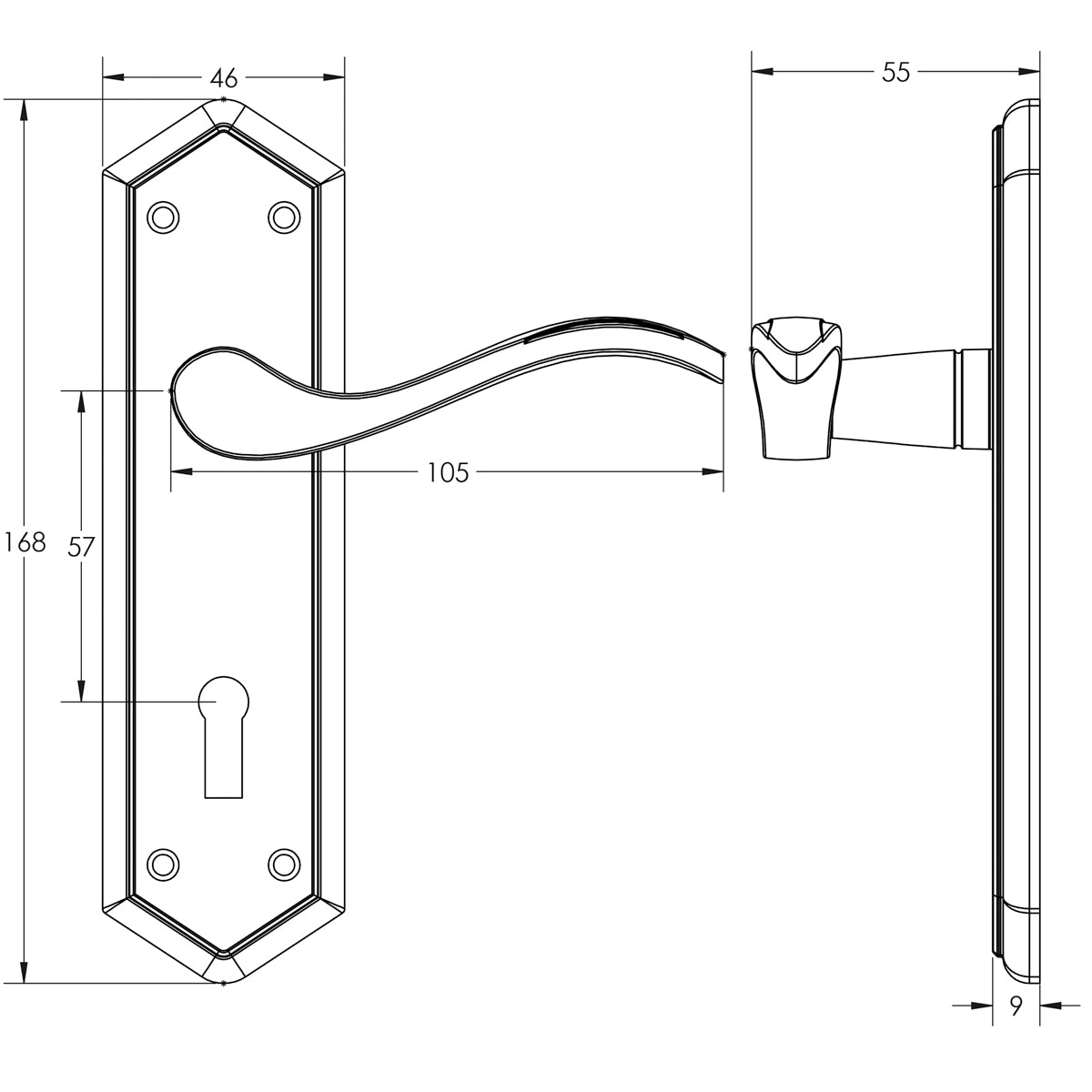 JEDO PARIS SUITE LEVER HANDLE LOCK 168x46x105 ABR JV280AB