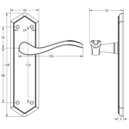 JEDO PARIS SUITE LEVER HANDLE LATCH 168x46x105 PBR JV281PVD