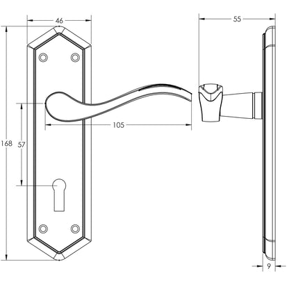 JEDO PARIS SUITE LEVER HANDLE LOCK 168x46x105 SCP JV280SC