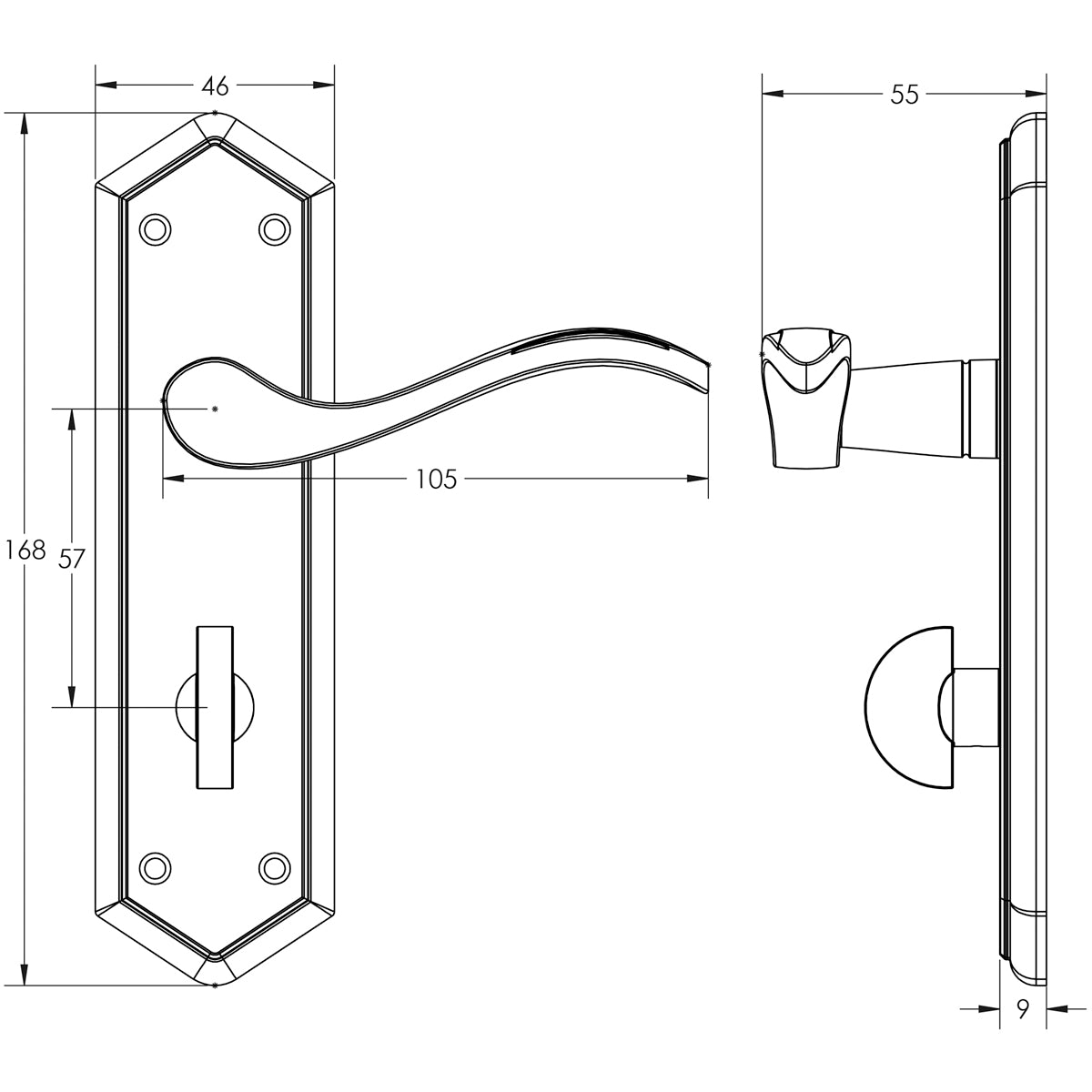 JEDO PARIS SUITE LEVER HANDLE BATH 168x46x105 SCP JV283SC