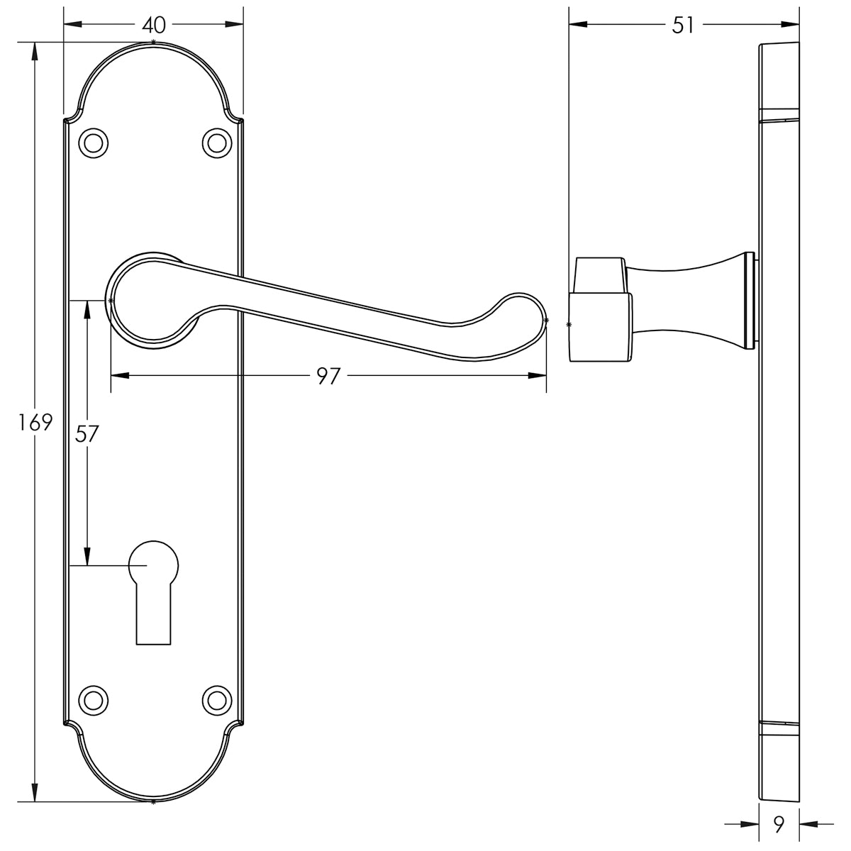 JEDO EPSOM SUITE LEVER HANDLE LOCK 169x40x97 PCP JV250PC