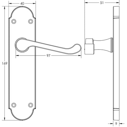 JEDO EPSOM SUITE LEVER HANDLE LATCH 169x40x97 SCP JV251SC