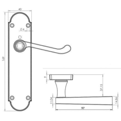 JEDO EPSOM SUITE LEVER HANDLE LATCH 169x40x97 DBZ JV251DB