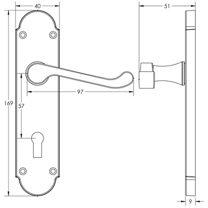 JEDO EPSOM SUITE LEVER HANDLE EURO 169x40x97 DBZ JV250DB
