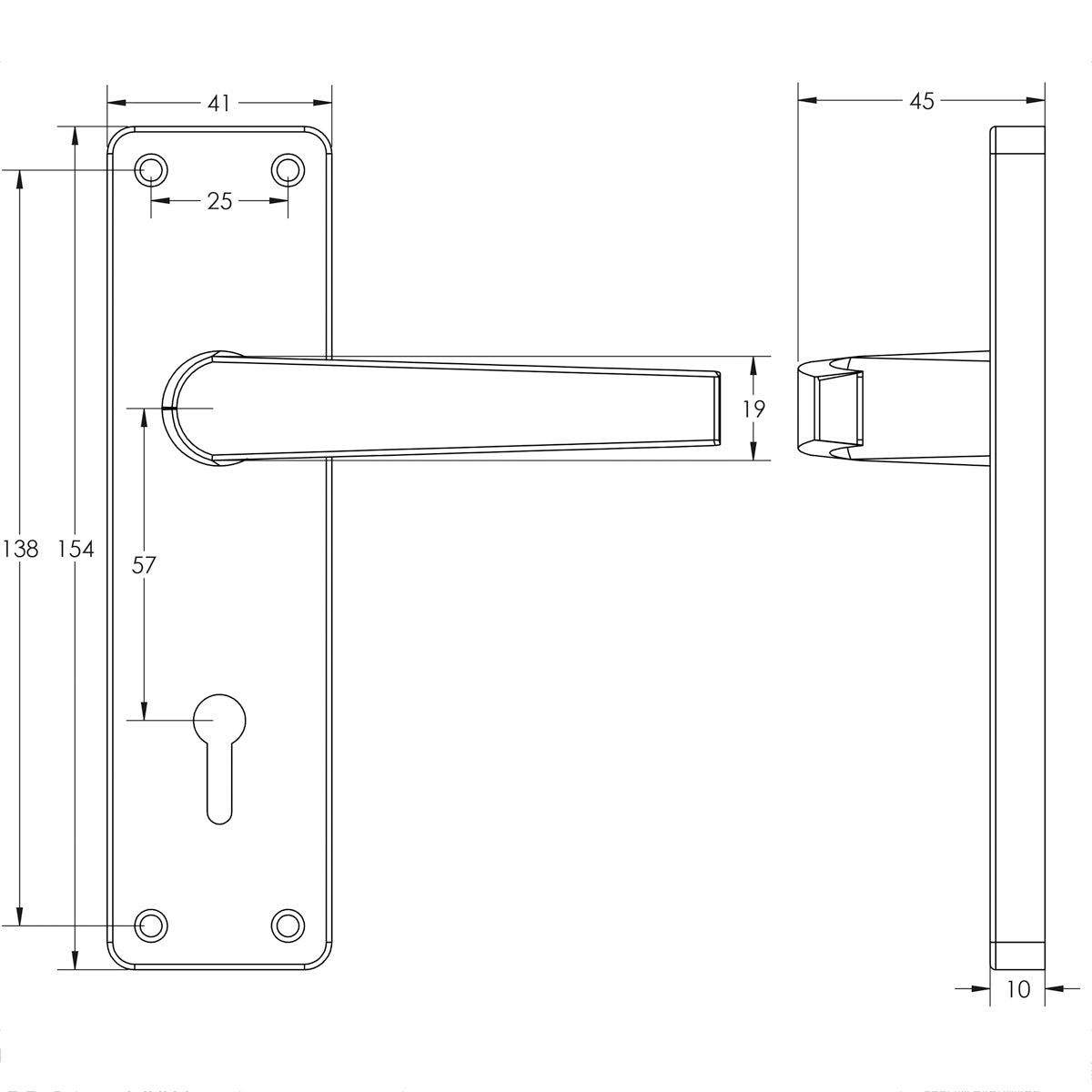CONTRACT LEVER HANDLE LOCK 154x41x100 SAA J5601