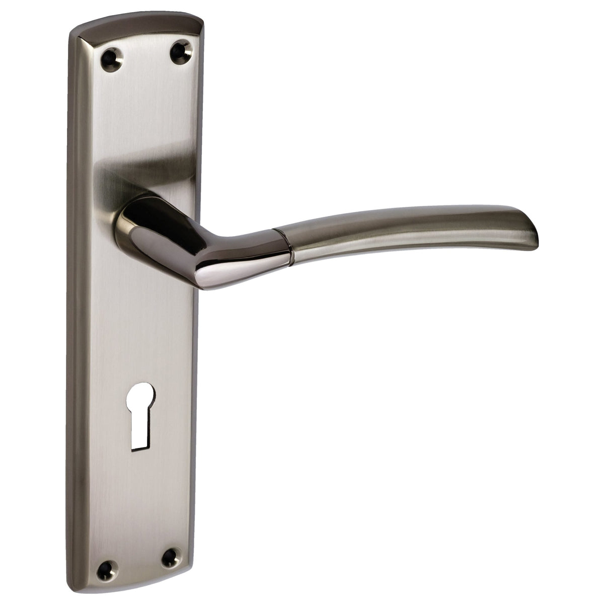 ECLIPSE TIFOSI LEVER HANDLE+BACKPLATE 190x44 LOCK BKN/SNP by FRISCO UK SALES LTD