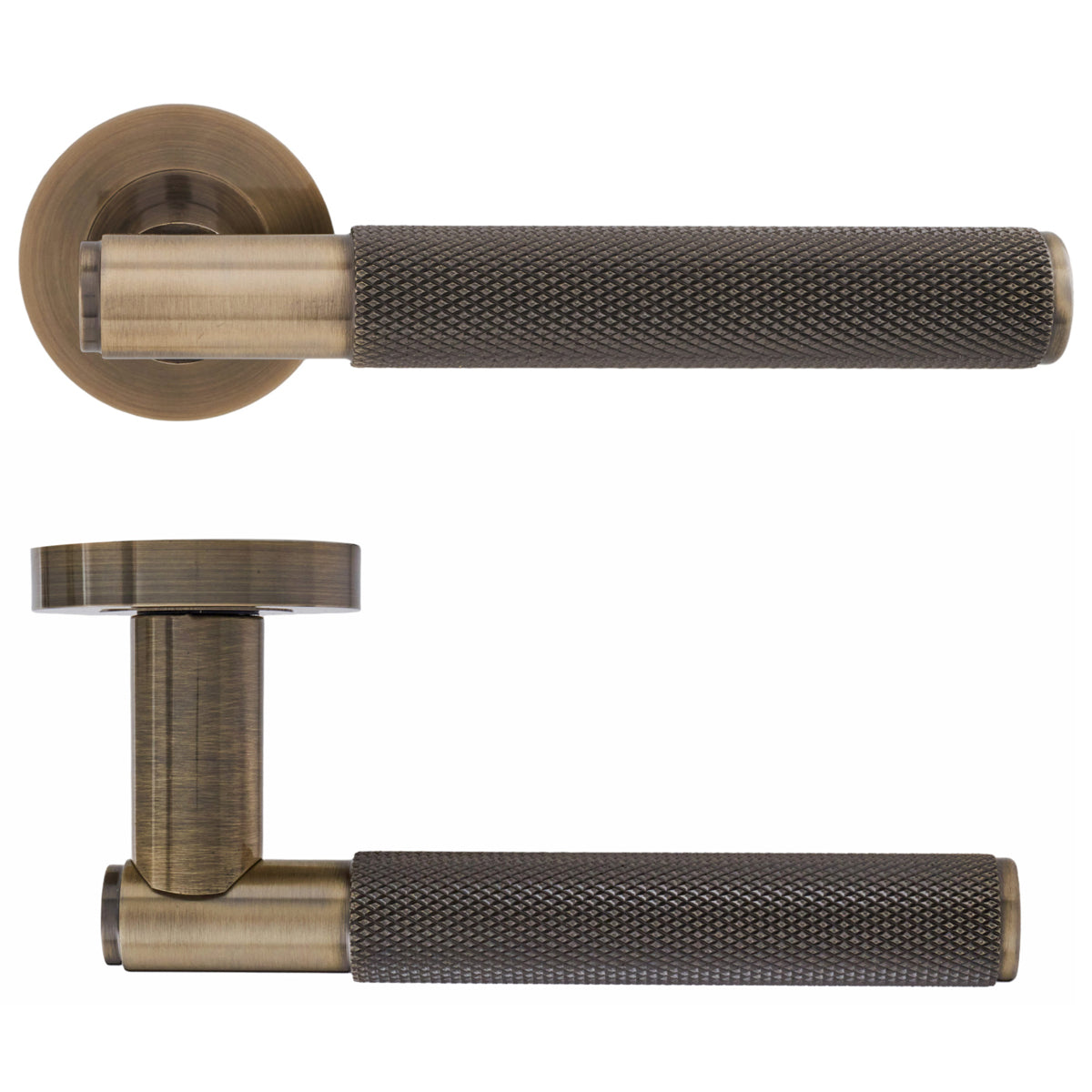 ECLIPSE KNURL LEVER HANDLE+ROSE D52x140 ABZ by FRISCO UK SALES LTD