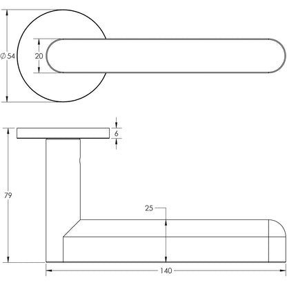 DOOR HANDLE ROUND ROSE SPRUNG 140x25x75 ABR