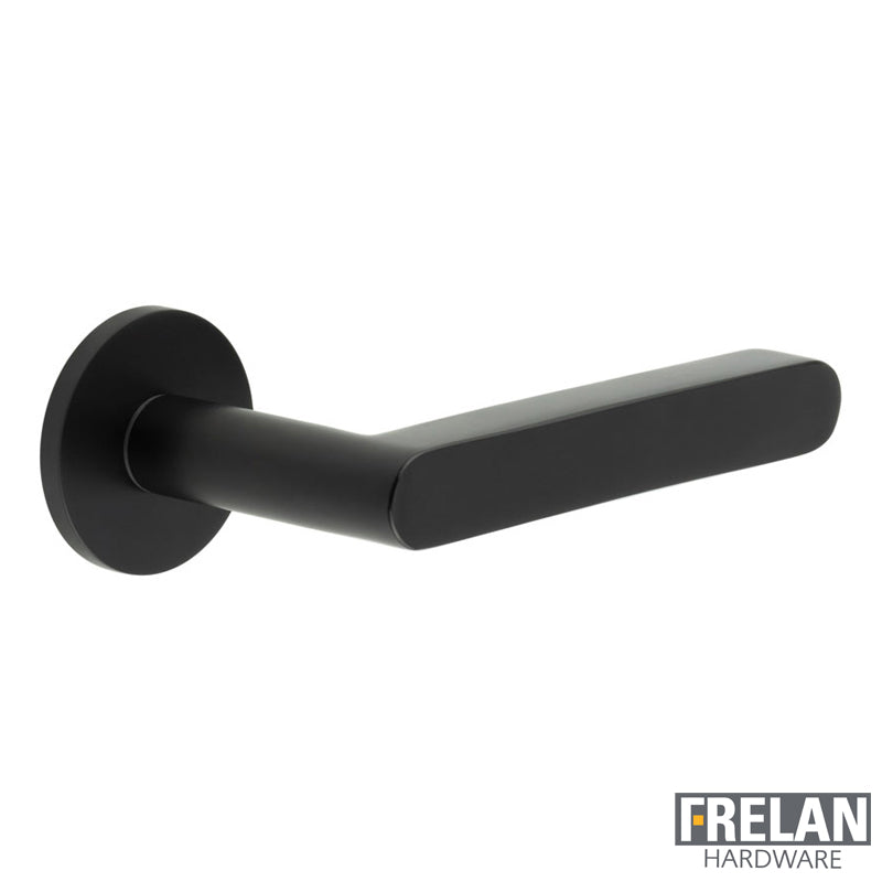 DOOR HANDLE ROUND ROSE UNSPRUNG 140x25x75 BLK