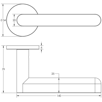DOOR HANDLE ROUND ROSE FIXED DEAD 140x25x75 ABR