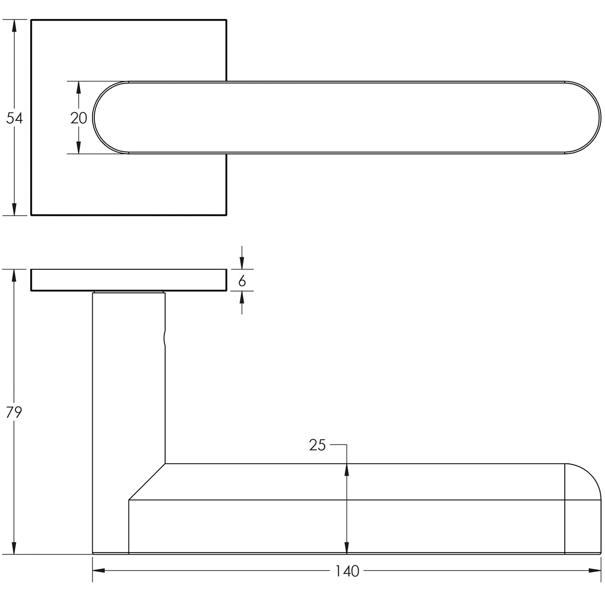 DOOR HANDLE SQUARE ROSE SPRUNG 140x25x75 SBR