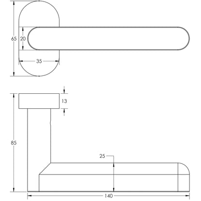 DOOR HANDLE OVAL ROSE MULTI POINT 140x25x75 DBZ