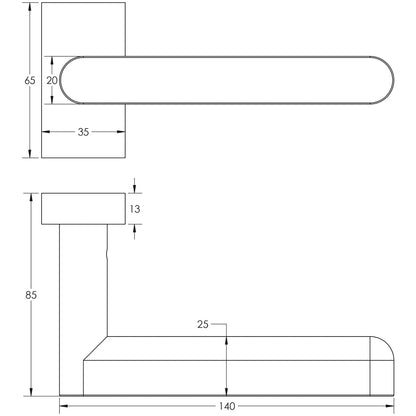 DOOR HANDLE RECTANGULAR ROSE MULTI POINT 140x25x75 BLK