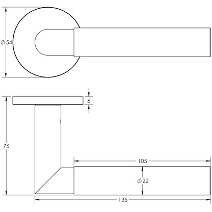 DOOR HANDLE ROUND ROSE FIXED DEAD 135x22x69 SBR