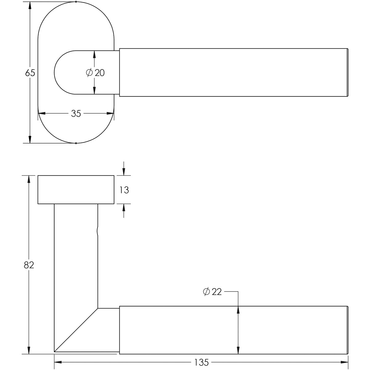 DOOR HANDLE OVAL ROSE MULTI POINT 135x22x69 DBZ