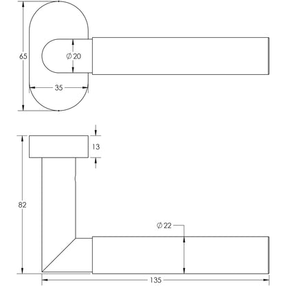 DOOR HANDLE OVAL ROSE MULTI POINT 135x22x69 SBR
