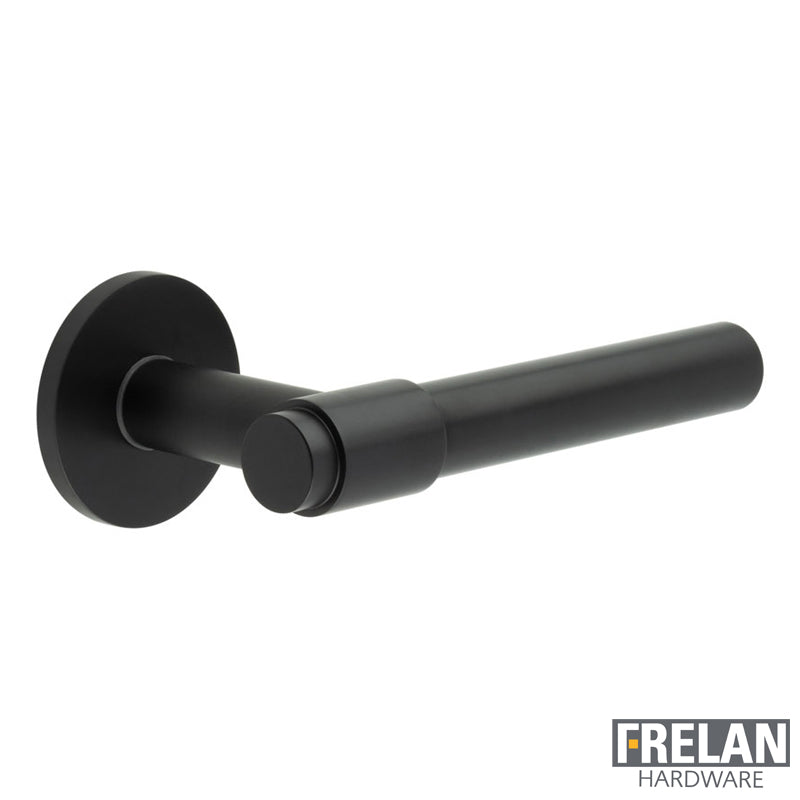 DOOR HANDLE ROUND ROSE SPRUNG 143x20x69 BLK