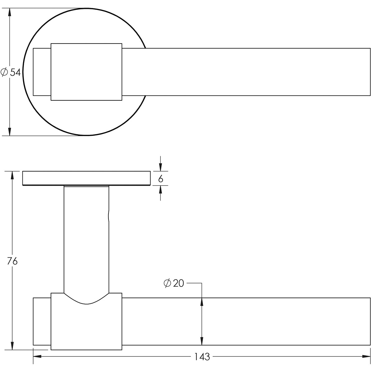 DOOR HANDLE ROUND ROSE SPRUNG 143x20x69 SSS