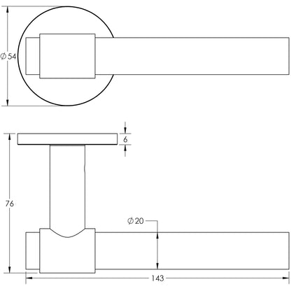 DOOR HANDLE ROUND ROSE UNSPRUNG 143x20x69 SSS