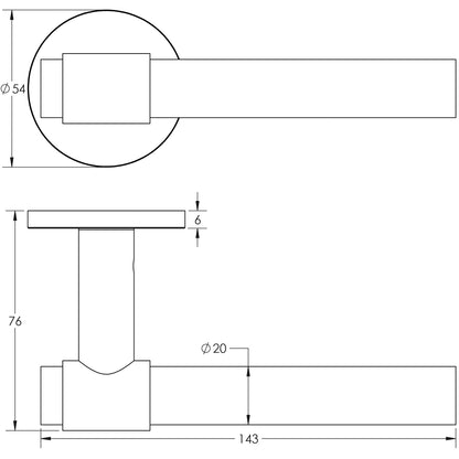 DOOR HANDLE ROUND ROSE FIXED DEAD 143x20x69 SSS