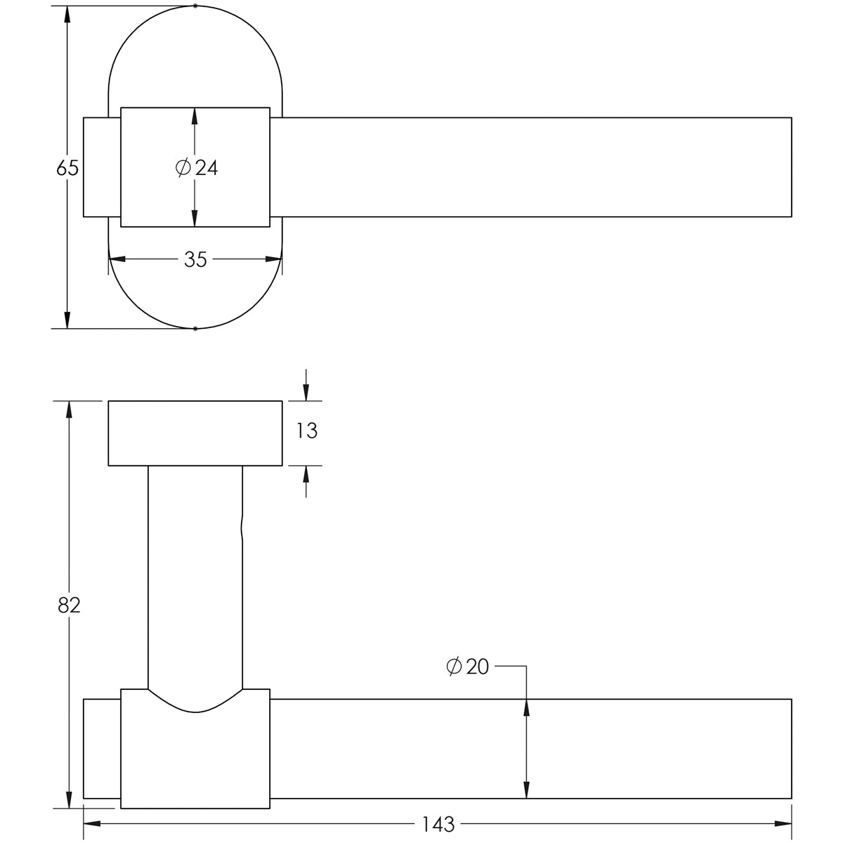 DOOR HANDLE OVAL ROSE MULTI POINT 143x20x69 BLK